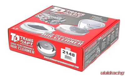 Trans-Dapt Performance PERFORMANCE-Style Air Cleaner; 14 in. Dia; 2-1/8 in. Tall; Flat Base-CHROME - 2148