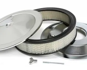 Trans-Dapt Performance MUSCLE CAR-STYLE Air Cleaner Set; 14 in. Dia, 3 in. Tall, 5-1/8 in. Neck-CHROME
