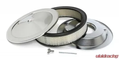 Trans-Dapt Performance MUSCLE CAR-STYLE Air Cleaner Set; 14 in. Dia, 3 in. Tall, 5-1/8 in. Neck-CHROME - 2195