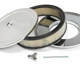 Trans-Dapt Performance MUSCLE CAR-STYLE Air Cleaner Set; 10 in. x 2-1/8 in. Tall, 5-1/8 in. Neck-CHROME