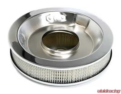 Trans-Dapt Performance RACE CAR-Style Air Cleaner (Paper); 14 in. Dia; 3 in. Tall; Recessed Base-CHROME - 2284