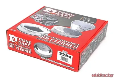 Trans-Dapt Performance RACE CAR-Style Air Cleaner (Paper); 14 in. Dia; 3 in. Tall; Recessed Base-CHROME - 2284