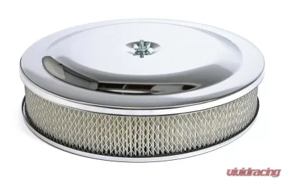 Trans-Dapt Performance RACE CAR-Style Air Cleaner (Paper); 14 in. Dia; 3 in. Tall; Recessed Base-CHROME - 2284