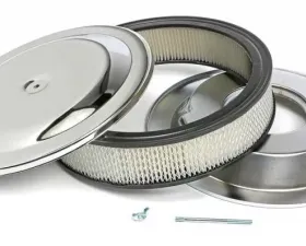 Trans-Dapt Performance RACE CAR-Style Air Cleaner (Paper); 14 in. Dia; 3 in. Tall; Recessed Base-CHROME