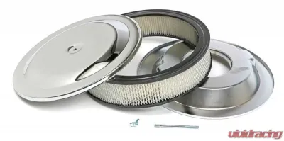 Trans-Dapt Performance RACE CAR-Style Air Cleaner (Paper); 14 in. Dia; 3 in. Tall; Recessed Base-CHROME - 2284