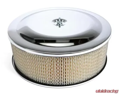 Trans-Dapt Performance RACE CAR-Style Air Cleaner (Paper); 14 in. Dia; 5 in. Tall; Recessed Base-CHROME - 2285