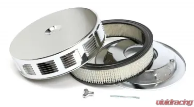Trans-Dapt Performance Louvered CORVETTE-Style Air Cleaner Set; 14 in. x 3 in., 5-1/8 in. Neck-CHROME - 2293