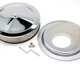 Trans-Dapt Performance 14 in. X 3 in. MUSCLE CAR-STYLE AIR CLEANER SET; OFFSET BASE; CHROME