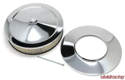 Trans-Dapt Performance 14 in. X 3 in. MUSCLE CAR-STYLE AIR CLEANER SET; DOMINATOR BASE; CHROME - 2300