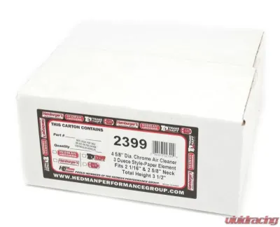 Trans-Dapt Performance 3-DUECE Style Air Cleaner; 4-5/8 in. Dia.; 2-1/16 in. or 2-5/8 in. Neck-CHROME - 2399