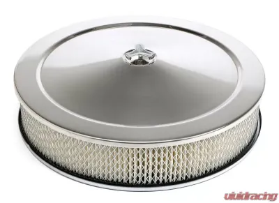 Trans-Dapt Performance ROUND Air Cleaner Set (paper element); 14 in. Dia.; 3 in. tall; STAINLESS STEEL - 2463