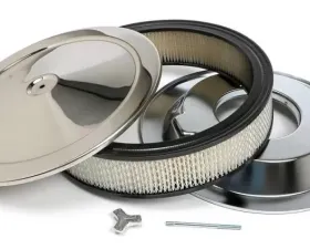 Trans-Dapt Performance ROUND Air Cleaner Set (paper element); 14 in. Dia.; 3 in. tall; STAINLESS STEEL