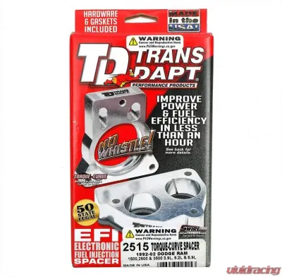 Trans-Dapt Performance 92-02 Dodge Ram 1500, 2500, 3500 w/3.9L, 5.2L, or 5.9L- TORQUE-CURVE MPFI Spacer Dodge - 2515