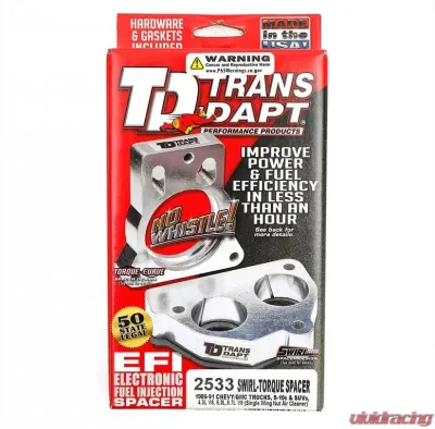 Trans-Dapt Performance 86-91 GM Truck/SUV w/4.3L V6, 5.0L,5.7L V8- SWIRL-TORQUE Throttle Body Spacer - 2533