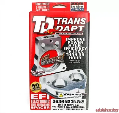 Trans-Dapt Performance 91-95 4.3L V6 or 5.0L, 5.7L V8 GM Truck/SUV- WIDE-OPEN Throttle Body Spacer - 2636