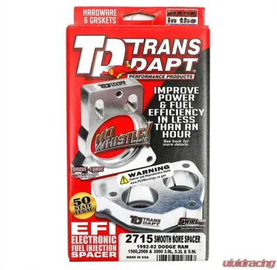 Trans-Dapt Performance 92-02 Dodge Ram 1500, 2500, 3500 w/3.9L, 5.2L, or 5.9L- SMOOTH-BORE MPFI Spacer Dodge - 2715