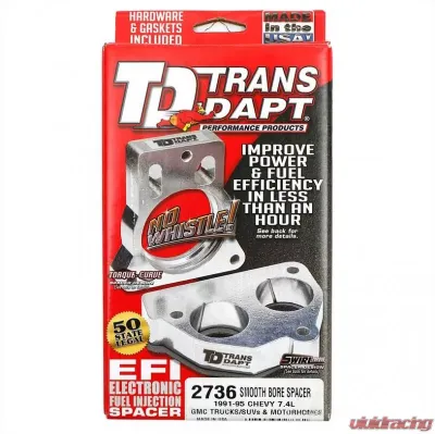 Trans-Dapt Performance 91-95 4.3L V6, 5.0, 5.7L V8 GM Truck/SUV-SMOOTH-BORE Throttle Body Spacer - 2736