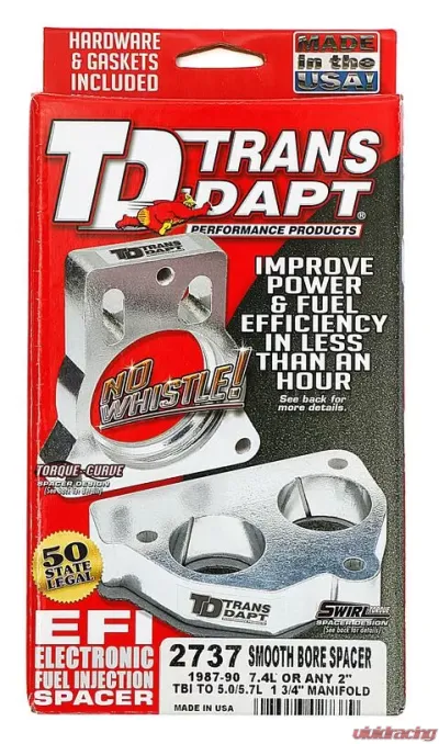 Trans-Dapt Performance 87-90 7.4L/2 in. TBI on 5.0-5.7L 1.75 in. Manifold- Throttle Body ADAPTER - 2737