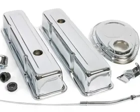 Trans-Dapt Performance TIMING COVER Engine Kit; TALL Valve Covers; 58-86 CHEVROLET 283-350-CHROME Chevrolet