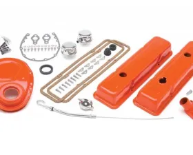 Trans-Dapt Performance 1958-86 SB CHEVROLET 283-400 ENGINE KIT WITH PCV- CHEVY ORANGE POWDER-COATED