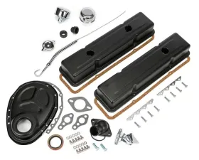 Trans-Dapt Performance 1958-86 SB CHEVROLET 283-400 ENGINE KIT WITHOUT PCV- ASPHALT BLACK POWDER-COATED