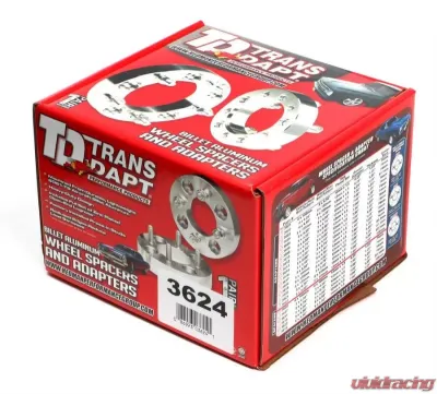 Trans-Dapt Performance BILLET WHEEL SPACERS; 5 LUG; 4.5 in. BOLT CIRCLE; 1/2 in.-20 STUDS; 1 in. THICK - 3624