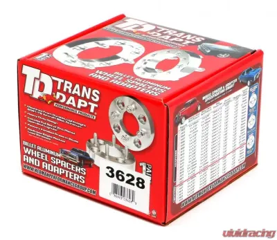 Trans-Dapt Performance BILLET WHEEL SPACERS; 6 LUG; 5.5 in. BOLT CIRCLE; 14MM X 1.5 STUDS; 1-1/2 in. - 3628