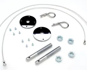 Trans-Dapt Performance HAIRPIN Style Hood Pin Set with LANYARDS (1 Pr)-CHROME