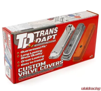 Trans-Dapt Performance TRADITIONAL Design Valve Covers; TALL; 58-86 SB Chevy; NO Baffles-CHROME Chevrolet - 4962