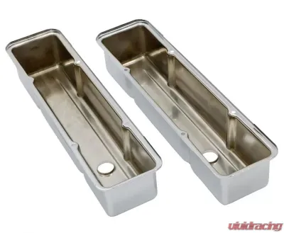 Trans-Dapt Performance TRADITIONAL Design Valve Covers; TALL; 58-86 SB Chevy; NO Baffles-CHROME Chevrolet - 4962