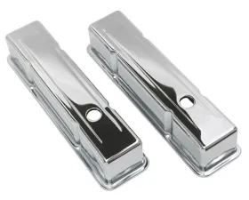 Trans-Dapt Performance TRADITIONAL Design Valve Covers; TALL; 58-86 SB Chevy; NO Baffles-CHROME Chevrolet