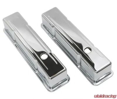 Trans-Dapt Performance TRADITIONAL Design Valve Covers; TALL; 58-86 SB Chevy; NO Baffles-CHROME Chevrolet - 4962