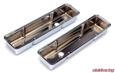 Trans-Dapt Performance TRADITIONAL Design Valve Covers; SHORT; 1958-1986 SB Chevy 283-350-CHROME Chevrolet - 4963