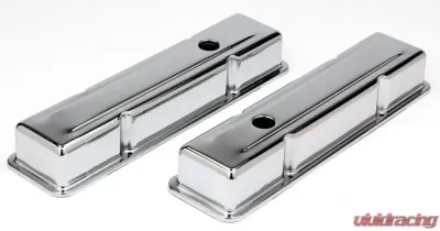 Trans-Dapt Performance TRADITIONAL Design Valve Covers; SHORT; 1958-1986 SB Chevy 283-350-CHROME Chevrolet - 4963