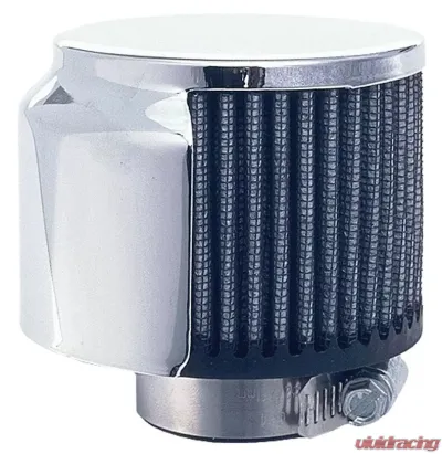 Trans-Dapt Performance 3 in. Tall CLAMP-ON Style Breather w/HOOD; 1-1/2 in. Tube; Cotton Filter-CHROME - 5104