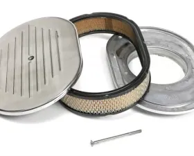 Trans-Dapt Performance Oval Air Cleaner Set PINSTRIPE (Ball-Milled); 8-3/8 in. x 12 in. Length-ALUMINUM