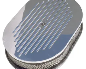 Trans-Dapt Performance Oval Air Cleaner Set PINSTRIPE (Ball-Milled); 8-3/8 in. x 15 in. Length-ALUMINUM