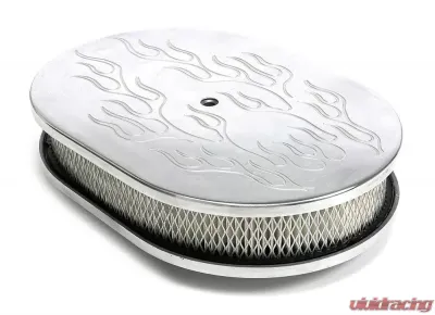 Trans-Dapt Performance Oval Air Cleaner Set FLAME (Ball-Milling); 8-3/8 in. X 12 in. Length- ALUMINUM - 6024
