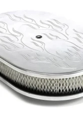 Trans-Dapt Performance Oval Air Cleaner Set FLAME (Ball-Milling); 8-3/8 in. X 12 in. Length- ALUMINUM                                     - 6024 - Image 2