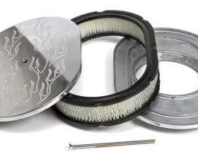 Trans-Dapt Performance Oval Air Cleaner Set FLAME (Ball-Milling); 8-3/8 in. X 12 in. Length- ALUMINUM