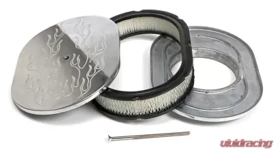 Trans-Dapt Performance Oval Air Cleaner Set FLAME (Ball-Milling); 8-3/8 in. X 12 in. Length- ALUMINUM - 6024