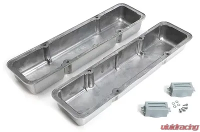 Trans-Dapt Performance POLISHED ALUMINUM VALVE COVERS; 58-86 SB CHEVY; SHORT; PLAIN - 6031