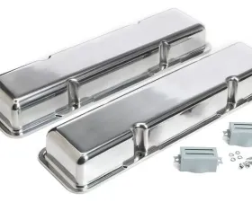 Trans-Dapt Performance POLISHED ALUMINUM VALVE COVERS; 58-86 SB CHEVY; SHORT; PLAIN