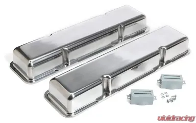 Trans-Dapt Performance POLISHED ALUMINUM VALVE COVERS; 58-86 SB CHEVY; SHORT; PLAIN - 6031