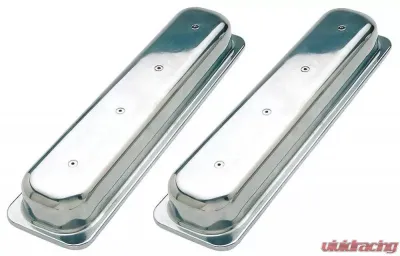 Trans-Dapt Performance Polished Aluminum Valve Covers; SHORT; 1987 & up SB CHEVROLET- Plain (no holes) - 6036
