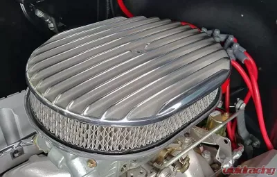 Trans-Dapt Performance Finned Aluminum Oval Air Cleaner Kit 12 X 2 in. Paper Element- Full Finned Style - 6047