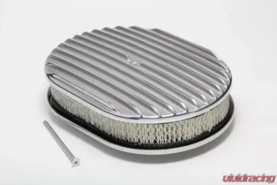 Trans-Dapt Performance Finned Aluminum Oval Air Cleaner Kit 12 X 2 in. Paper Element- Full Finned Style - 6047