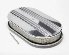 Trans-Dapt Performance Finned Aluminum Oval Air Cleaner; 15 X 2 Paper Element - Partially Finned