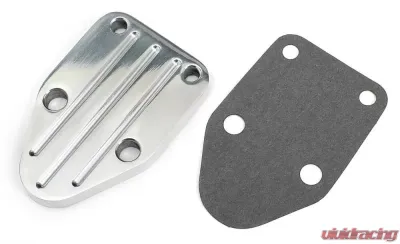 Trans-Dapt Performance FUEL PUMP BLOCK-OFF Plate; SB Chevy 283-400; PINSTRIPES (Ball-milled)- ALUMINUM Chevrolet - 6064