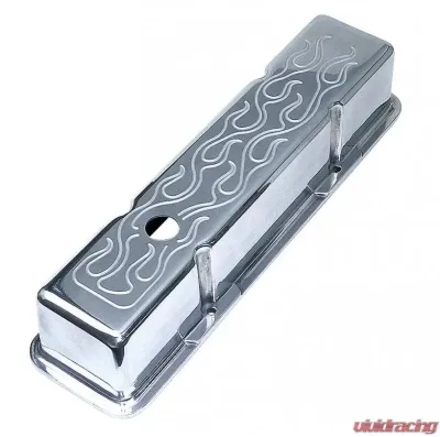 Trans-Dapt Performance Ball-Milled ALUMINUM Valve Covers; TALL; FLAMES- 1958-86- SB CHEVROLET 283-350 Chevrolet - 6074